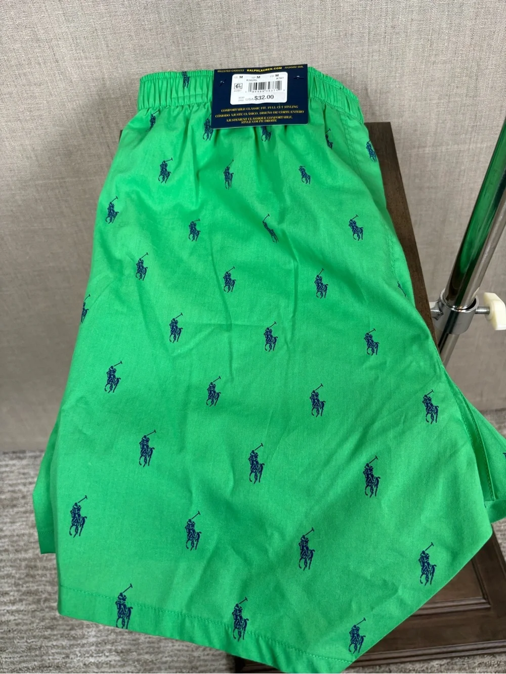 Polo Ralph Lauren Men’s 100% Cotton Classic Fit Boxer Green Pony M NWT